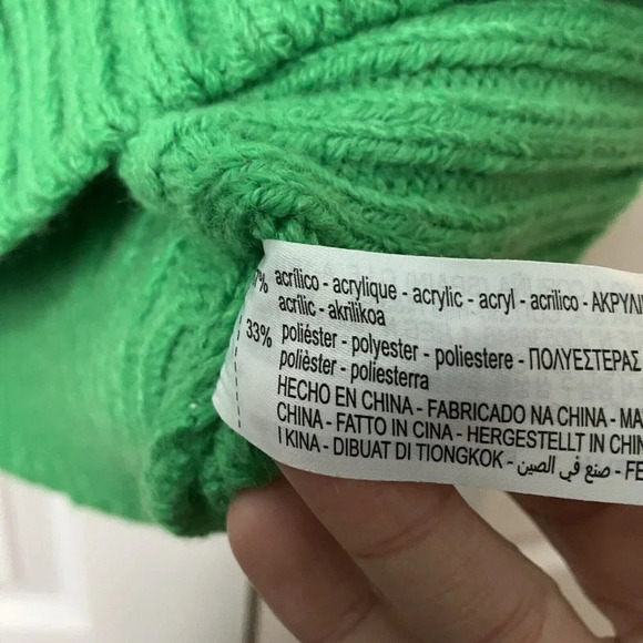 Zara Thick Ribbed Knit Green Turtleneck Crop Sweater Vest Waistcoat Bra… - Picture 4 of 5